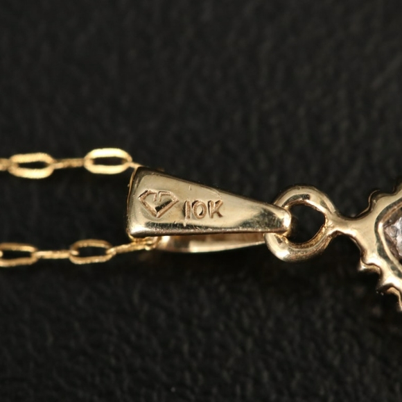 10K Diamond Pendant on 14K Fancy Link Chain - Picture 10 of 10